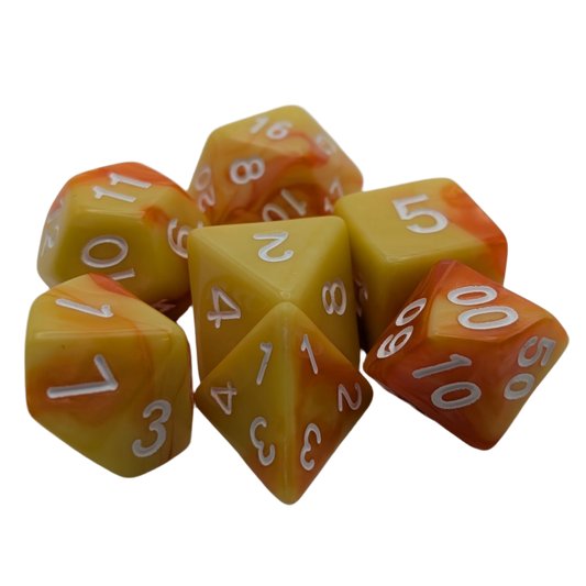 Lemon Orange - 7 Piece DnD Dice Set | Acrylic RPG Gaming Dice — by D20 Collective