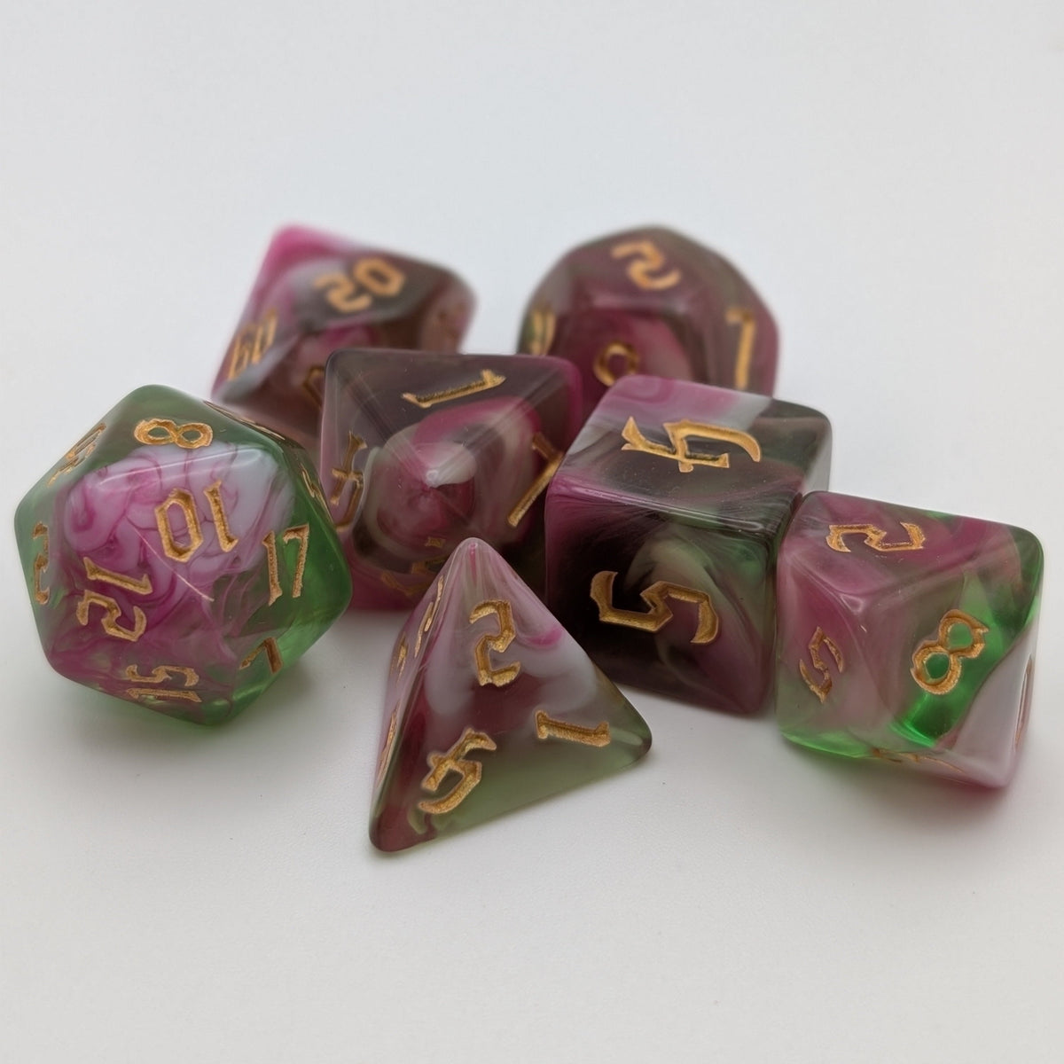 Superbloom - 7 Piece DnD Dice Set | Acrylic RPG Gaming Dice — by D20 Collective