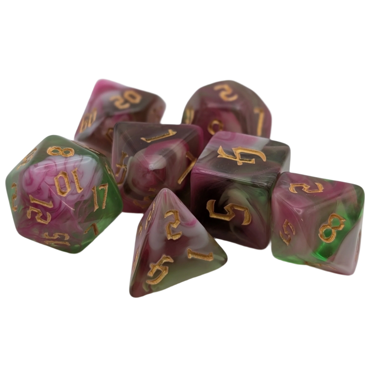 Superbloom - 7 Piece DnD Dice Set | Acrylic RPG Gaming Dice — by D20 Collective