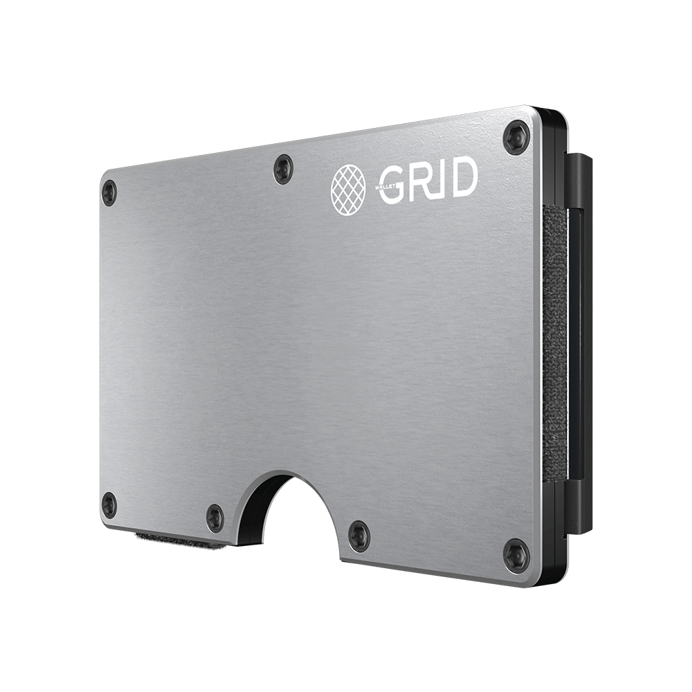 GRID Silver Aluminum RFID-Blocking Wallet