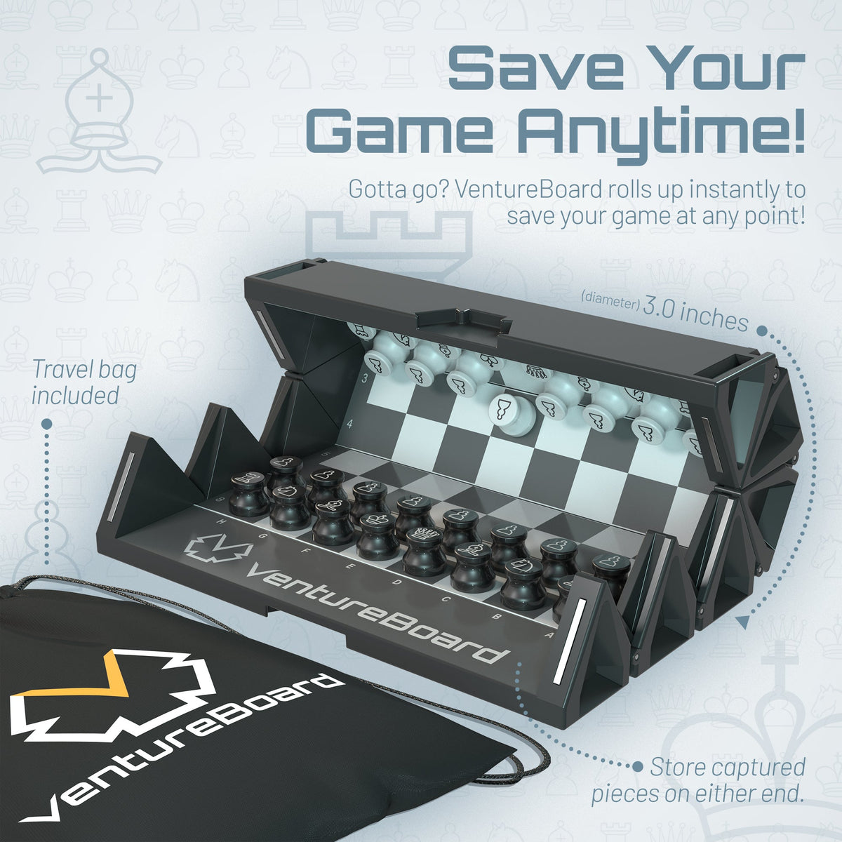 VentureBoard Mini Chess — Noir Edition