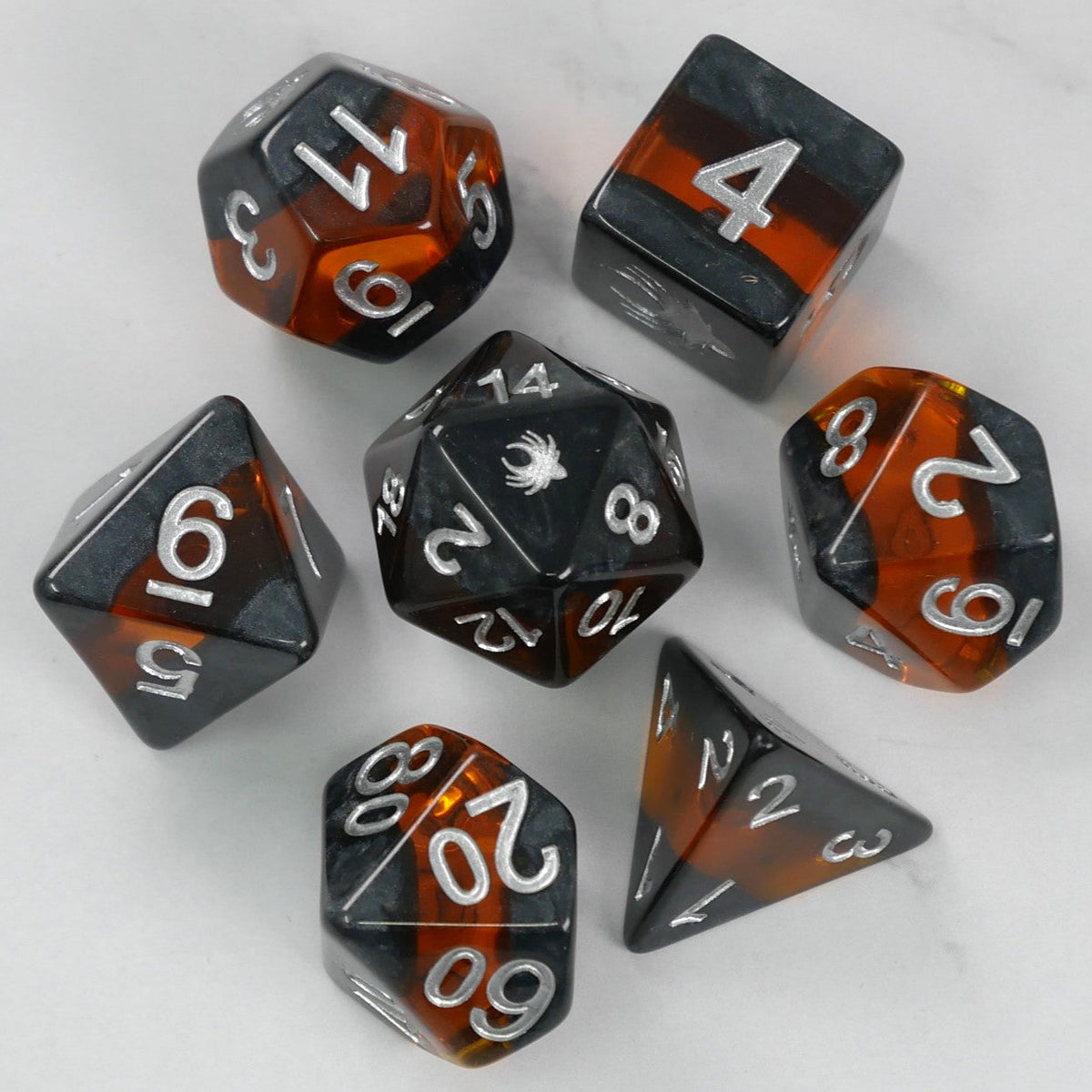 Forgotten Amber - 7 Piece DnD Dice Set | Acrylic RPG Gaming Dice