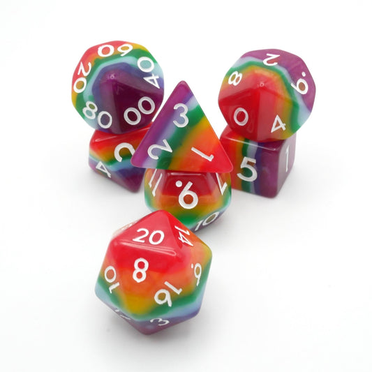Rainbow Redux 7-Piece RPG Dice Set