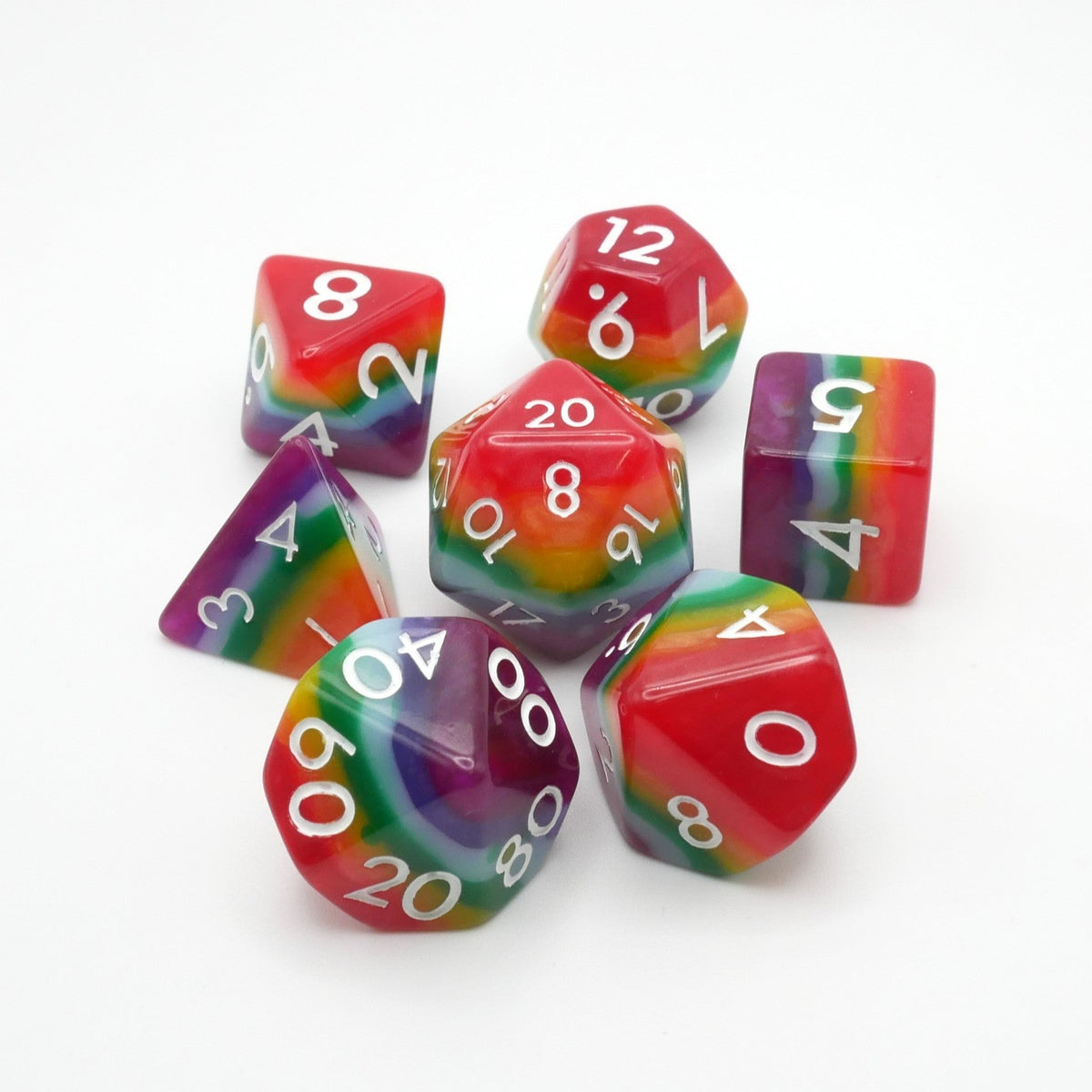 Rainbow Redux 7-Piece RPG Dice Set