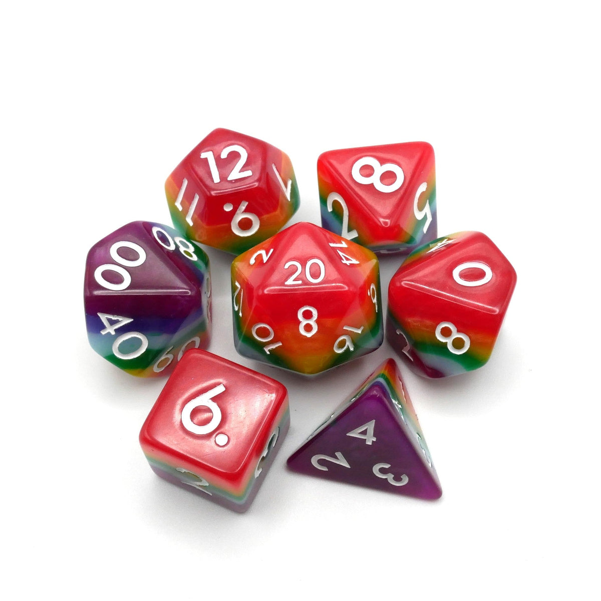 Rainbow Redux 7-Piece RPG Dice Set