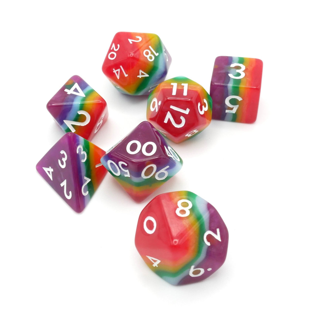 Rainbow Redux 7-Piece RPG Dice Set