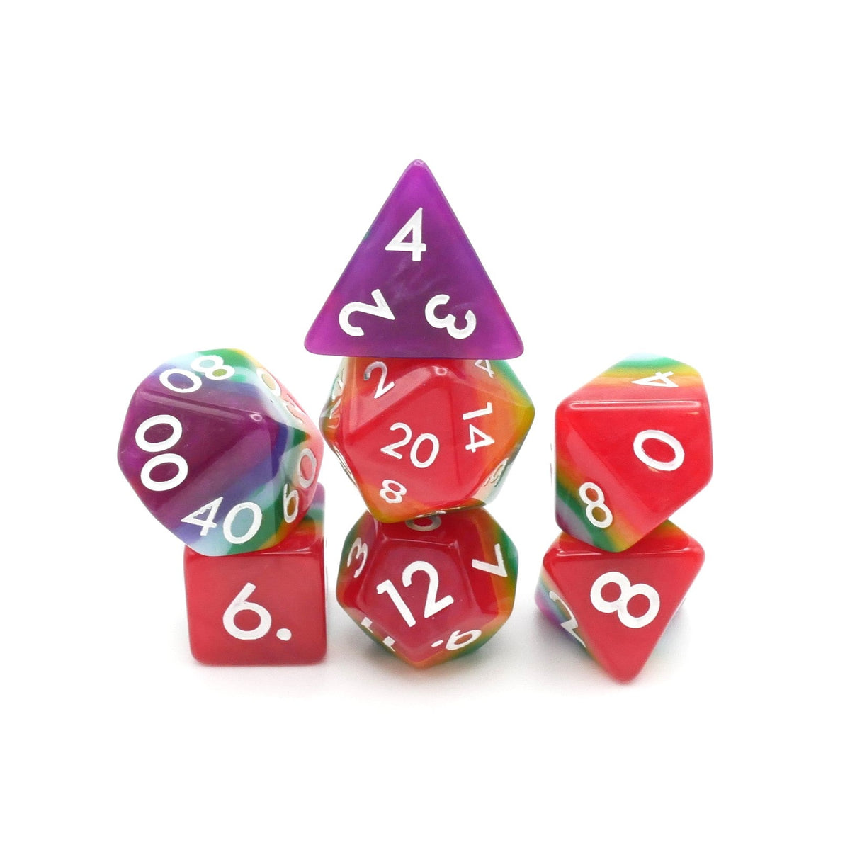 Rainbow Redux 7-Piece RPG Dice Set